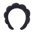 Puffy black cloud sponge headband with premium towel cloth texture for daily skincare - Black Thickened Headband (Terry Cloth)