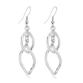 Symmetric silver hollowed multi-layer geometric twist drop earrings on white background - Style 5-Interlocking Double Rings