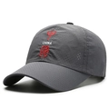 Berretto da baseball grigio scuro ad asciugatura rapida con ricamo China rosso e mesh - Regolabile / grigio scuro