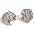 Elegant silver shell earrings with pearls made of stainless steel for women fashion - Steel