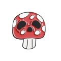 Spilla creativa in smalto a forma di fungo rosso con pois bianchi e teschio nero - Fungo Teschio Rosso (CC686)