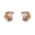Golden teacup stud earrings featuring heart-shaped crystal and colorful small gemstones - Teacup - Rose Gold