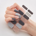 Deep grey and rose gold glitter 3D nail sticker set with rhinestones style DQ3-062 - Deep Light Grey Sequin Rose Gold Rhinestone (DQ3-062)