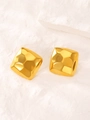 Square gold titanium steel earrings with hammered texture and reflective surface - 18K Gold Plated Hammered Square (6062)