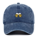 Berretto da baseball in cotone lavato blu con ricamo boccali di birra brindisi - Regolabile / Blu navy