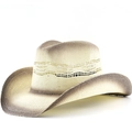 Cappello da cowboy classico in paglia di carta con sfumatura marrone e fascia decorativa - M (56-58cm) / Beige