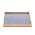 Wooden jewelry display tray with grey velvet lining and metal hooks for pendants - Single Wave Tray Grey