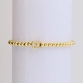 18k gold beaded elastic bracelet featuring a sparkling crystal pave letter Z cube charm - Letter Z