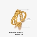 Verstelbare 18K vergulde roestvrijstalen X-ring met schakelketting ontwerp - Verstelbaar Open / Goud