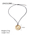 Irregular gold spiral pendant with black wax rope necklace, 4.0cm disc charm - Gold Spiral Pendant (JDN2312007)