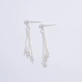 Detailed close-up of S925 silver hallmark on tassel drop earring with snake chains - Silver Tassel Stud