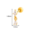 Golden stud earring with double teardrop zircon pendants and size markers 1.08x0.3cm - Double Water Drop Zircon Style (2620-1#) / Gold