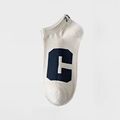 Minimalist cream white cotton blend ankle socks featuring dark blue letter C print - One Size(35-44) / Big C Ankle Socks-Khaki