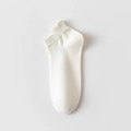 White low-cut cotton ankle socks with ribbed cuffs for women in minimalist style - One Size / Beige