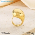 Bague goutte ouverte plaquée or 18K polie, design de 20 mm de large et 16 g de poids - Or Poli