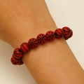 Adjustable braided bracelet with orange basketball-style beads and sports design - Beaded Basketball Bracelet (WG-1389)