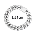 Gepolijste 13mm Cubaanse schakelarmband van titanium staal voor heren in 21cm - 21cm