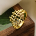 Goldener hohler Gitterring mit 18K Vergoldung und verstellbarem offenem Banddesign - Hohles Gitter-Design (14209)
