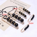 Three sizes of golden decorative waist pins with black beads and rhinestones - Black Polished Bead Combination