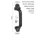 Retro 28cm cast iron door handle with industrial finish and mounting screws included - Large (28cm) / Black