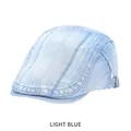 Berretto newsboy in denim lavato azzurro con fibbia in metallo regolabile stile vintage - Taglia Unica (54-58CM) / Azzurro