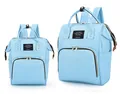 Sky blue Oxford fabric diaper backpack with LIVING TRAVELING SHARE logo tag - Sky Blue