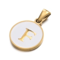 Golden round enamel letter F pendant necklace charm made of stainless steel for jewelry making - Letter F