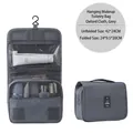 Grey Oxford fabric hanging toiletry bag with mesh compartments for travel storage - Grey (Large Capacity Hanging Style)