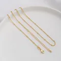 14K gold plated necklace with small round beads and a teardrop extension chain - Satellite Bead Chain / 14K Gold