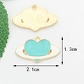 DIY heart planet charm in lake green enamel and gold alloy base measuring 2.1x1.3cm - Blue Heart