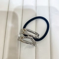 Minimalist elastic hair tie with a sleek irregular curved silver metal buckle for women - Style G / Silver