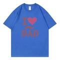 T-shirt oversize in cotone blu con stampa I Love Dad e grafica con baffi - XS / Stile I Love Dad / Blu Reale