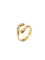 Macro shot of 18k gold plated adjustable ring featuring creative hugging hands design - Adjustable Open / Creative Personified Hugging Hands Style