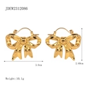Gold butterfly bow earrings in polished titanium steel with mirrored finish - Gold Bowknot Earrings(JDEW2312086)
