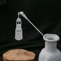 Silver ethnic style hair pin with turquoise hollow flower and long tassel pendant - Silver/F217-6/Hollow Long Tassel