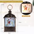 Lanterna natalizia retrò con decoro pupazzo di neve e renne, finitura bronzo, altezza 17cm - Pupazzo di neve