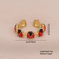 Anello coccinella regolabile in rame con smalto rosso e nero in stile giardino - 4# Stile Avvolgente con Molteplici Coccinelle