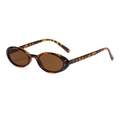 Retro oval sunglasses featuring a trendy leopard tortoise shell frame and brown lenses - Leopard Frame / Tea Lens