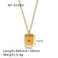 Detailed size specifications for the gold square pendant necklace with starburst detail - Starburst Square Pendant-Gold(HF-X2283)