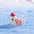 Miniatur Wal-Figur aus Harz mit roten Punkten und Hut für DIY-Weihnachtslandschaft - 2# Weihnachts-Belugawal