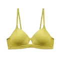 Bralette a coste francese verde-gialla senza ferretto con spalline sottili e morbide - XL / Giallo Limone