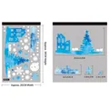 Blue and white Christmas window stickers with houses, trees and snowflakes set 20x30cm - BQ405 Snow House