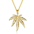 Minimalist titanium steel gold maple leaf pendant necklace with detailed veins - Gold Maple Leaf + 60cm Chain