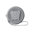 Grey portable collapsible silicone cup with bear pattern and braided lanyard - Light Gray