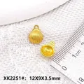 Pair of gold conch shell alloy pendants for jewelry making size 12x9x3.5mm - XK2251# Mini Shell