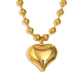 Collier à billes plaqué or 18 carats avec un pendentif cœur métallique audacieux - Doré