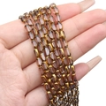 Oval smoky gray glass crystal beads with gold trim for DIY jewelry making and crafts - Approx 50pcs/Strand / 4x6MM / Transparent Light Purple