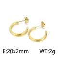 Pendientes de aro dorados en forma de C con textura martillada, 20x2mm y peso 2g - 20x2mm / Dorado