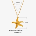 Golden stainless steel starfish necklace featuring a textured pendant and adjustable chain - Gold Starfish Necklace