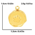Detail of 304 stainless steel gold irregular round pendant with embossed flower design - Gold Flower
